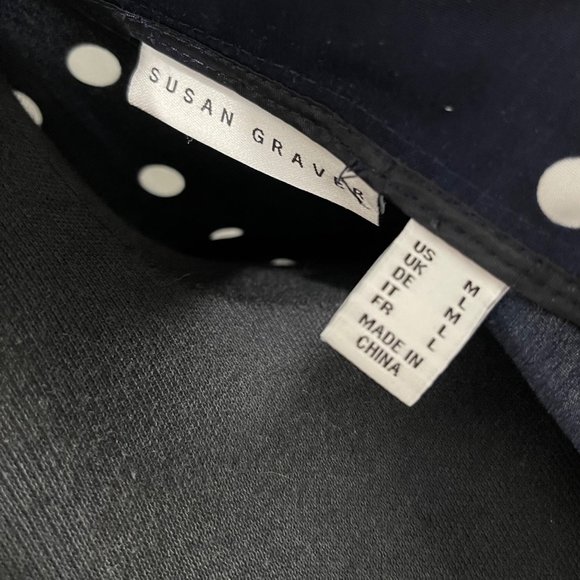 Susan Graver Women's M Navy Blue Polka Dot Bomber Jacket - Picture 6 of 8